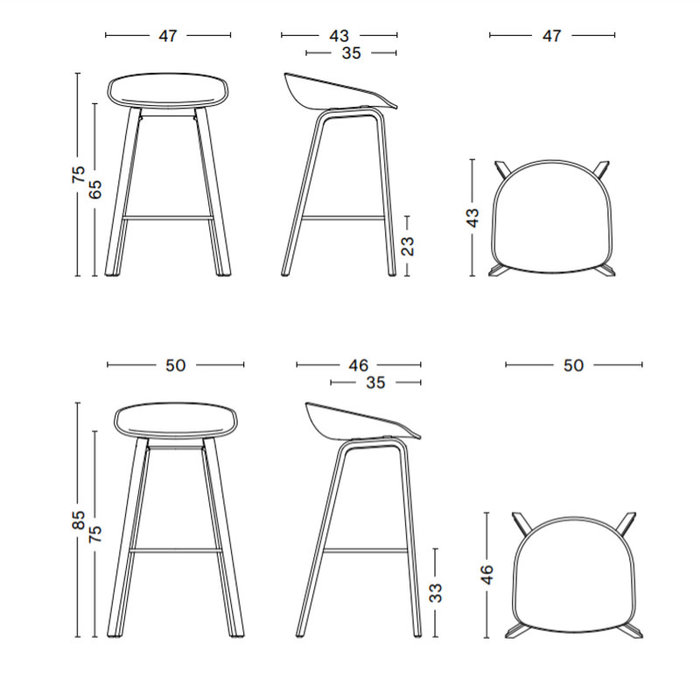 HAY AAS32 tabouret de bar - frame black oak veneer