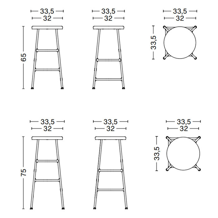 HAY Cornet tabouret de bar  - chromed steel frame