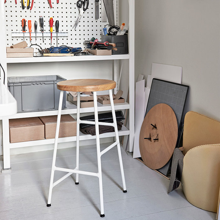 HAY Cornet barkruk - cream white powder coated steel frame