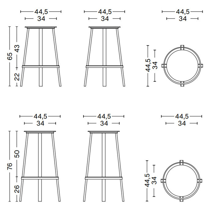 HAY Tabouret Revolver Stool  - powder coated steel frame