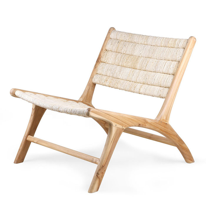 HKliving Webbing lounge chair - abaca/teak