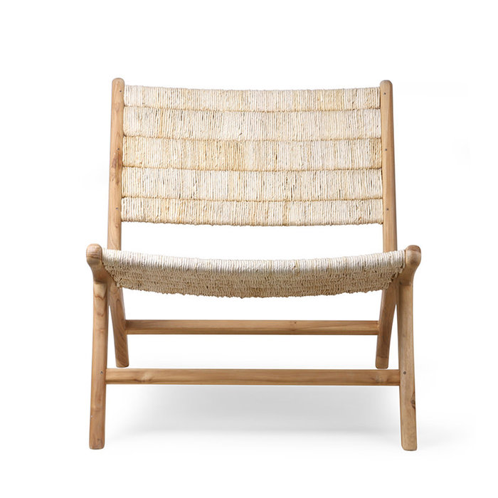 HKliving Webbing lounge chair - abaca/teak