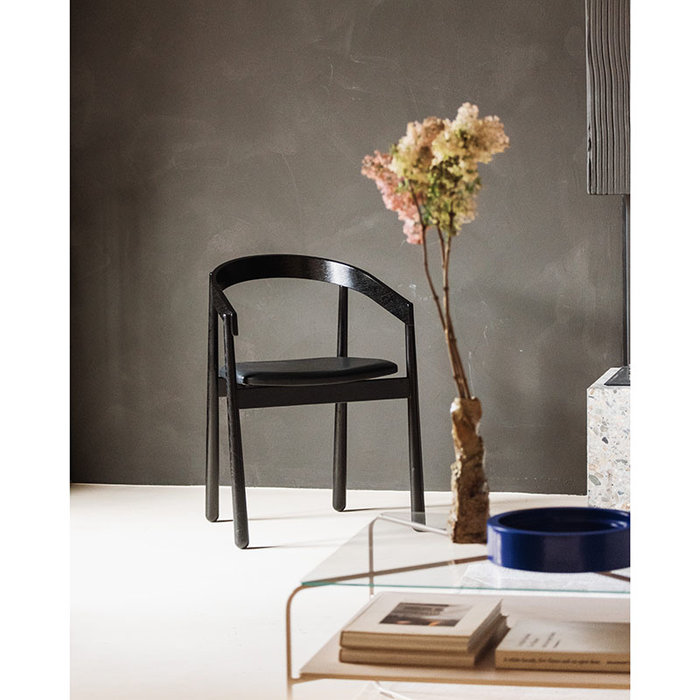 Fest Amsterdam Homerun eetkamerstoel Zwart met lederen zitting