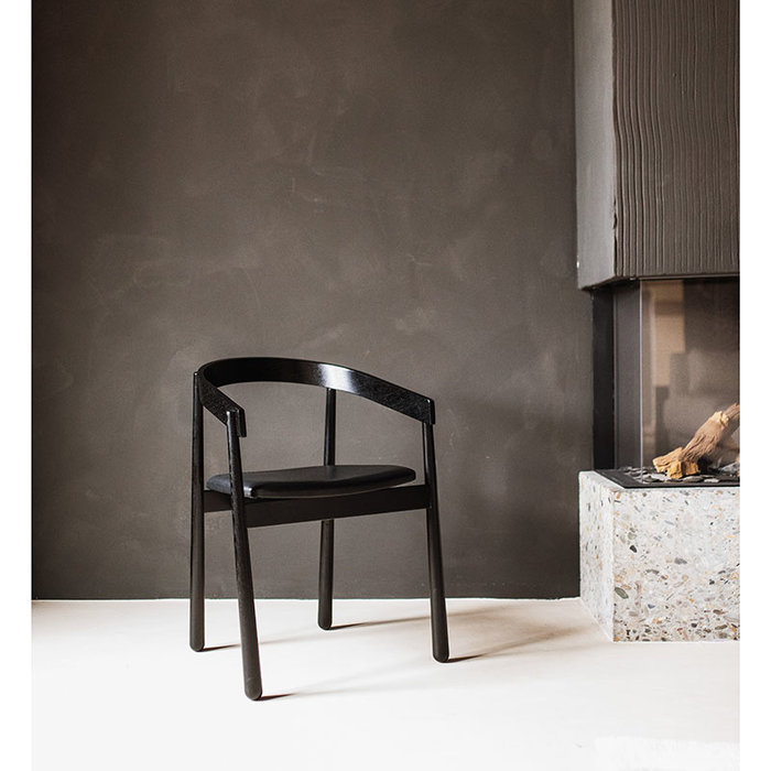 Fest Amsterdam Homerun eetkamerstoel Zwart met lederen zitting