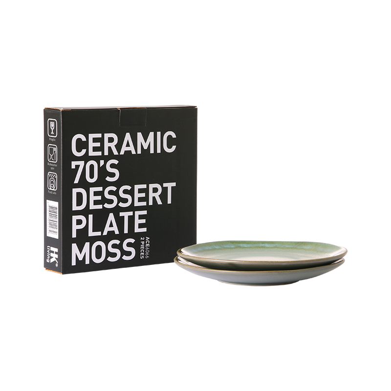 HKliving Dessert bord - Moss  Ø17,5(set van 2)
