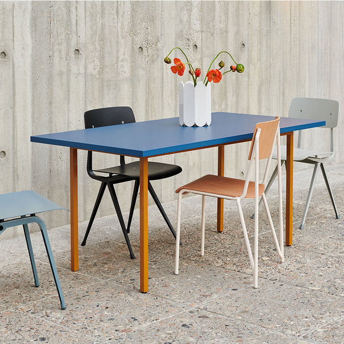 HAY Two-colour table - blue tabletop - ochre frame - Muller Van Severen