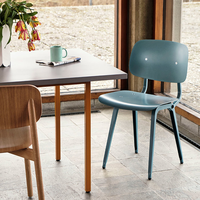 HAY Two-colour table - light grey tabletop - ochre frame - Muller Van Severen