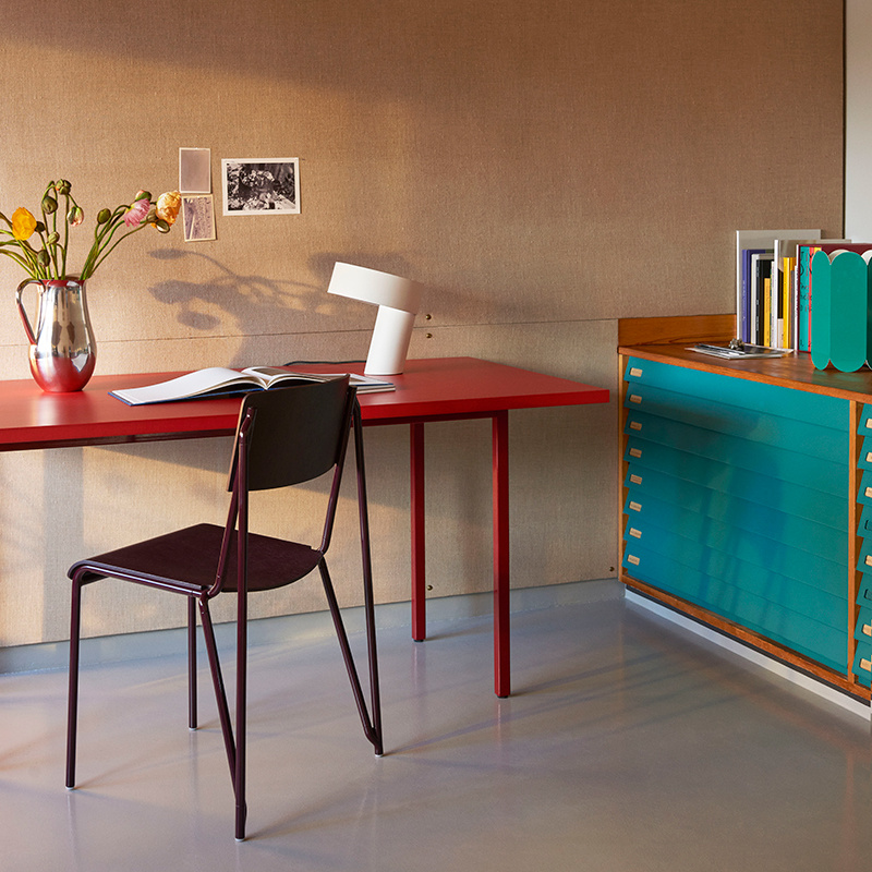 HAY Two-colour table - red tabletop - maroon red frame - Muller Van Severen
