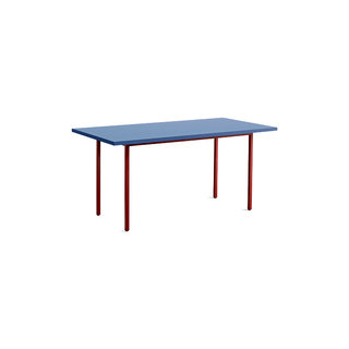 HAY Two-colour table - blue tabletop - maroon red frame