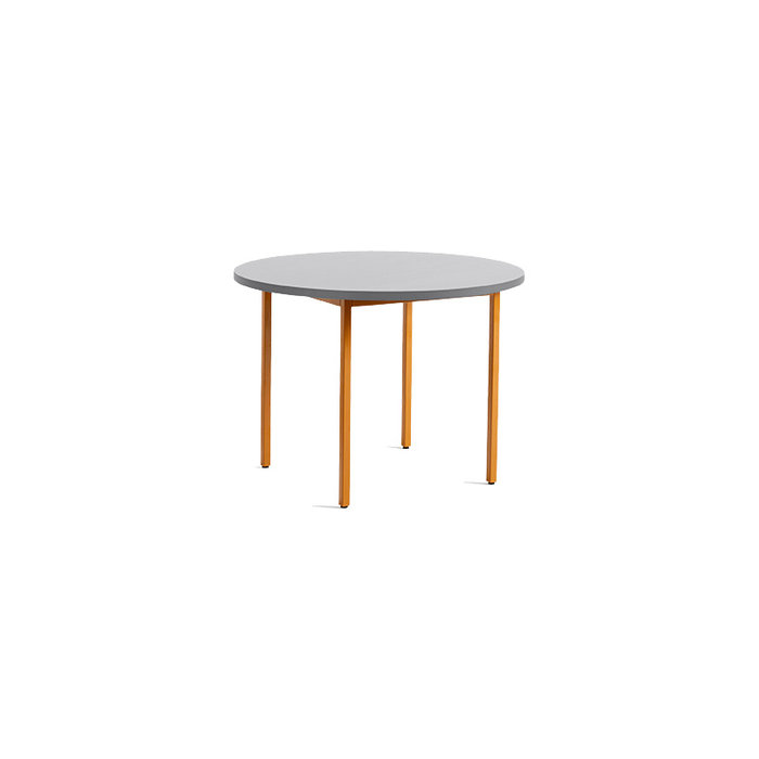 HAY Two-colour round table - light grey tabletop - ochre frame - Muller Van Severen