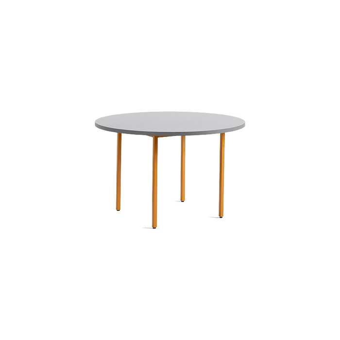 HAY Two-colour round table - light grey tabletop - ochre frame - Muller Van Severen