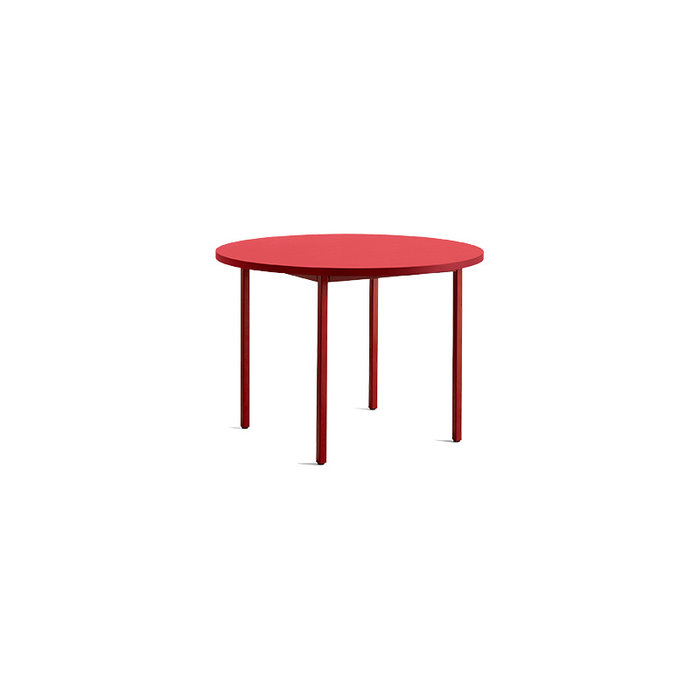 HAY Two-colour round table - red tabletop - maroon red frame - Muller Van Severen