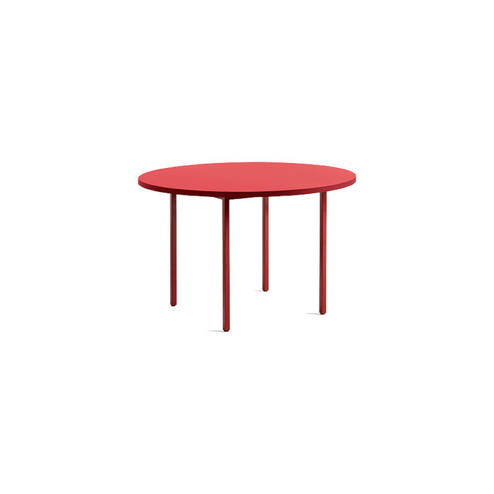 HAY Two-colour round table - red tabletop - maroon red frame - Muller Van Severen
