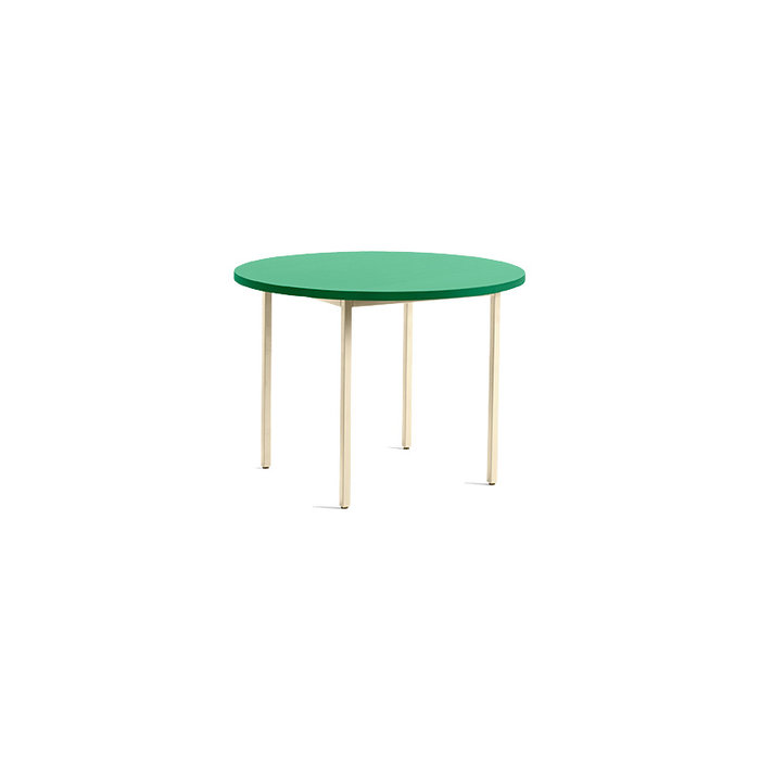 HAY Two-colour round table - green mint tabletop - Ivory frame - Muller Van Severen