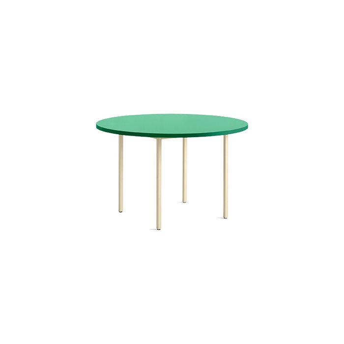 HAY Two-colour round table - green mint tabletop - Ivory frame - Muller Van Severen