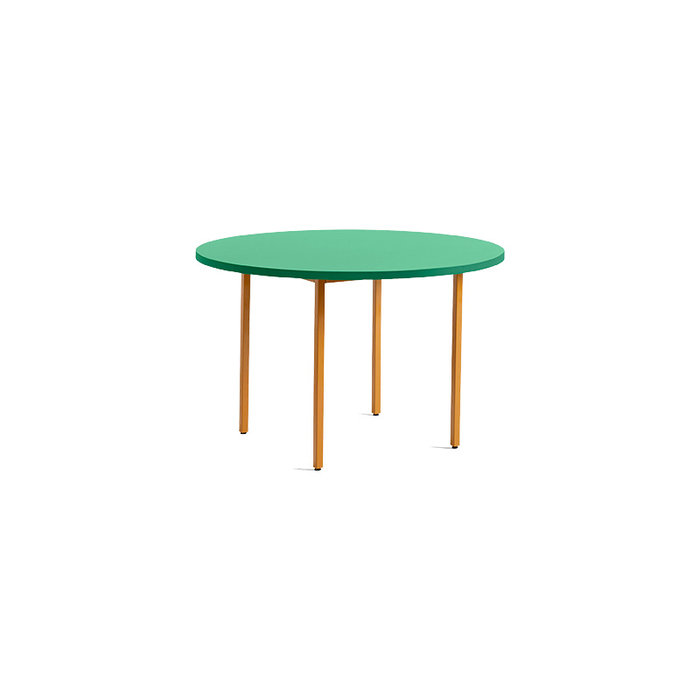 HAY Two-colour round table - green mint tabletop - ochre frame - Muller Van Severen