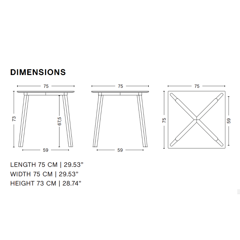 HAY CPH DEUX 210 table - coloured beech frame - 75 x 75 cm