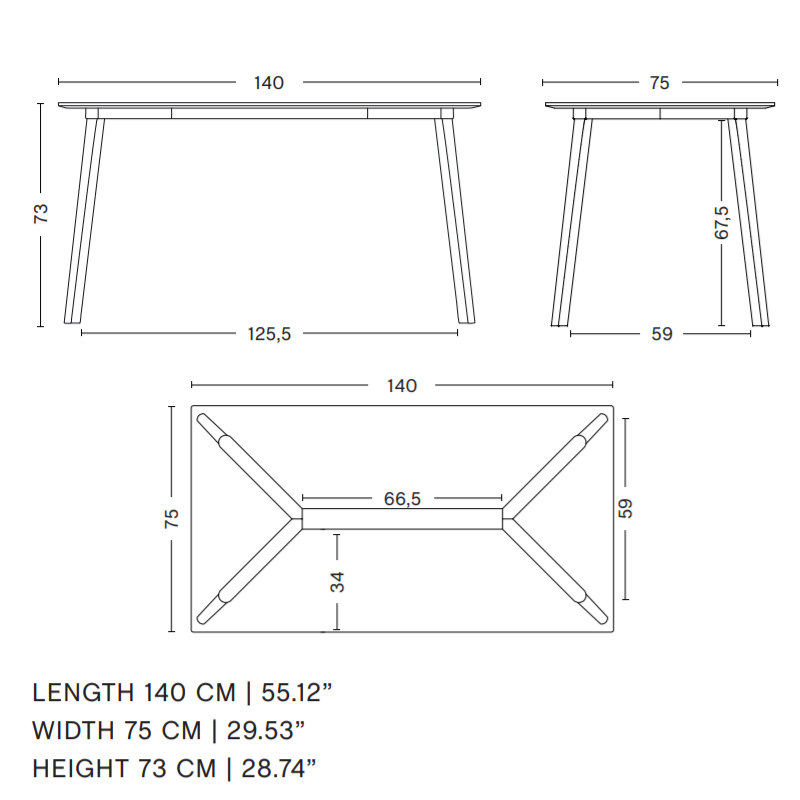 HAY CPH DEUX 210 table - Coloured beech frame