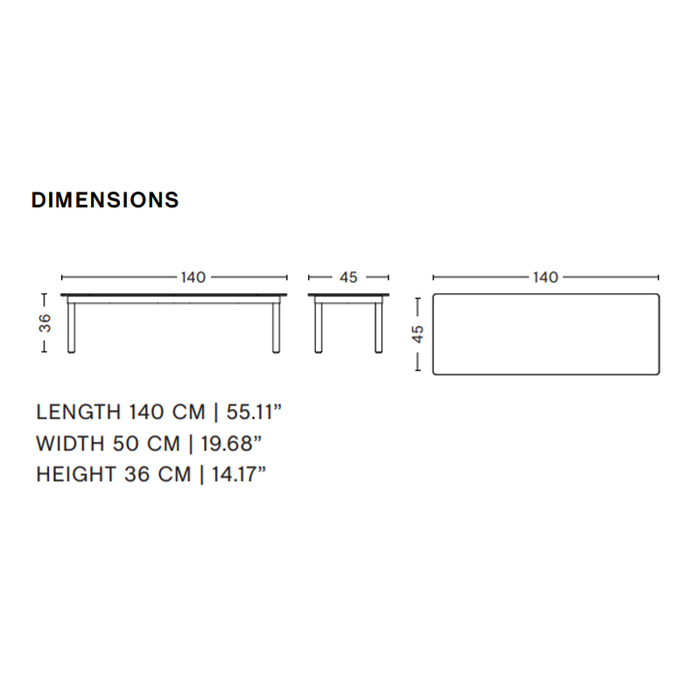 HAY Table basse - 140 x 50 cm - HAY