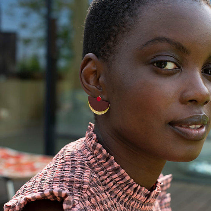 Sticky lemon Boucles d'oreilles Sunrise - Vin rouge + Coquelicot - The Sticky Sis Club