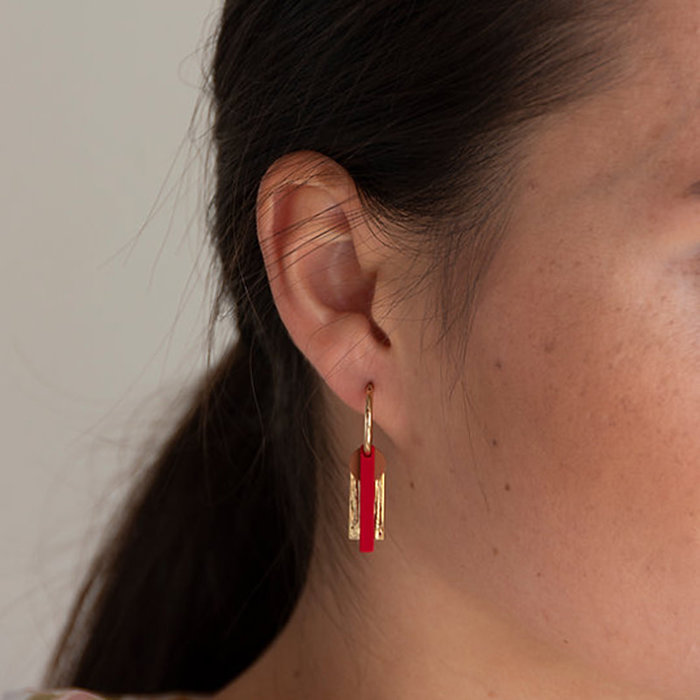 Sticky lemon Boucles d'oreilles Shades of sunset orange + coquelicot rouge - The sticky sis club