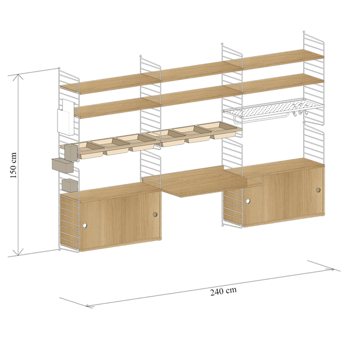 String Wandconfiguratie 42  met  bureau - String