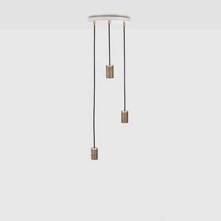 Tala LED Triple hanglamp walnut met wit plafondplaat
