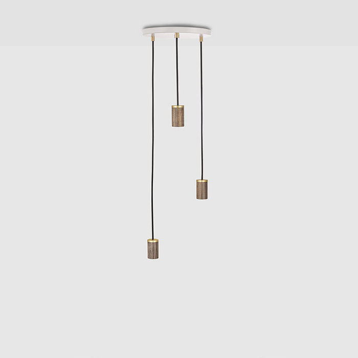 Tala LED Suspension triple noyer avec plaque de plafond noire - Tala LED