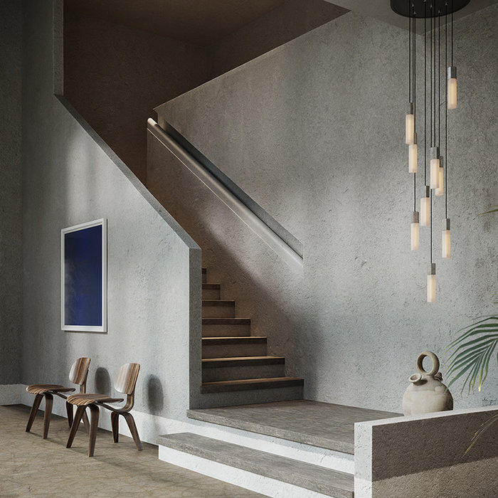 Tala LED Basalt nine Pendant in stainless steel - Tala LED