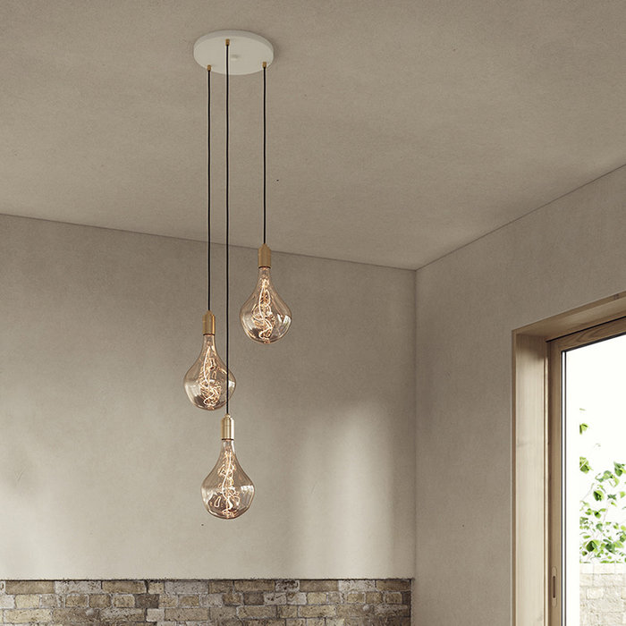 Tala LED Suspension triple en laiton avec plafonnier blanc - Tala LED