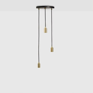 Tala LED Suspension triple en laiton avec plaque de plafond noire