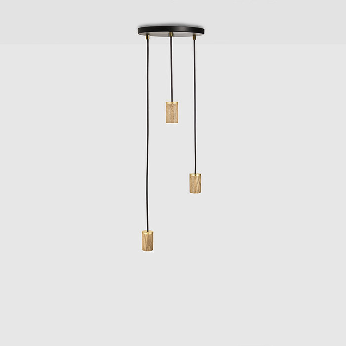 Tala LED Triple hanglamp oak met zwart plafondplaat - Tala LED