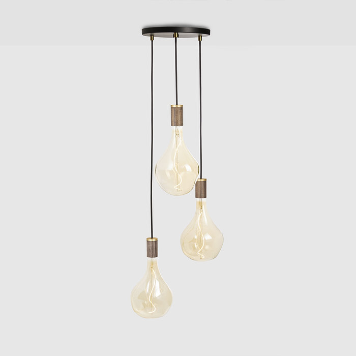 Tala LED Triple hanglamp walnut met zwart plafondplaat - Tala LED