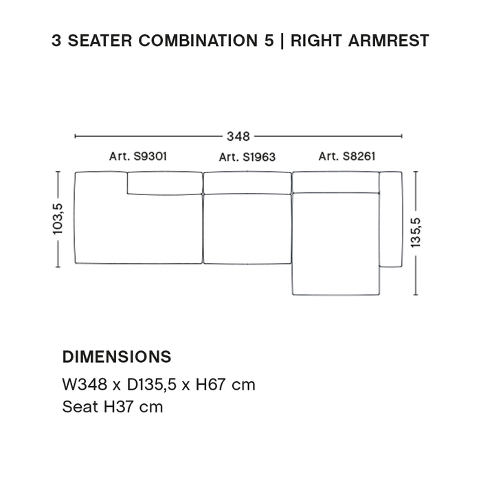 HAY Mags Soft Sofa- 3 seater combination 5 - Sense Cognac