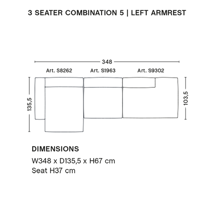 HAY Mags Soft Sofa- 3 seater combination 5 - Sense Cognac
