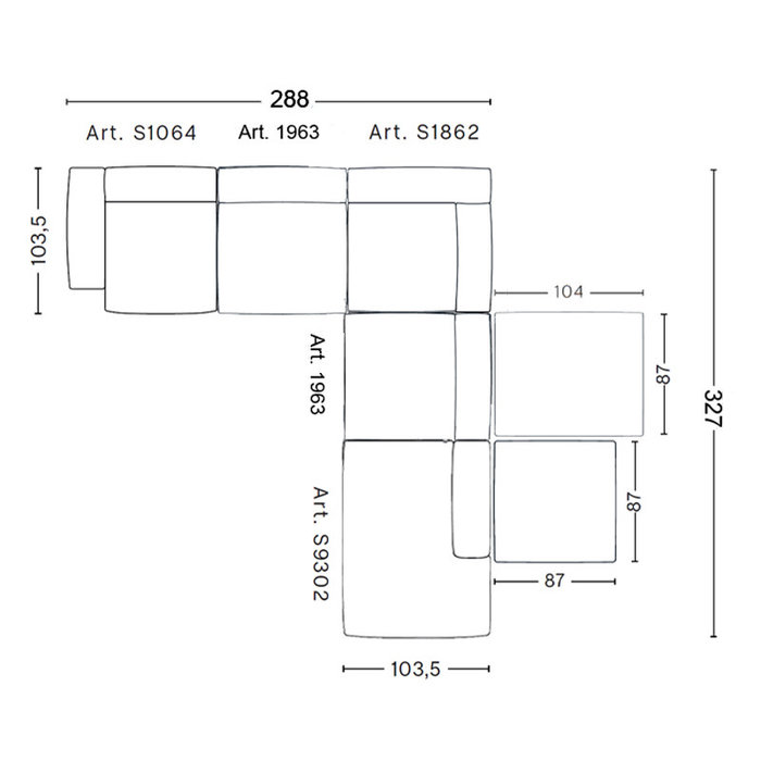 HAY Mags Soft Sofa Low armrest - Arrangement modulaire - Hallingdal 116