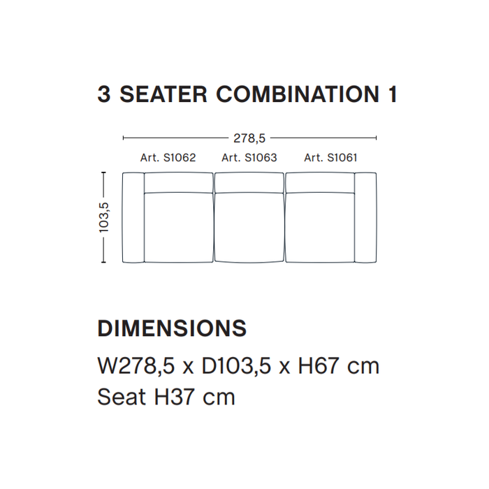 HAY Mags Soft Sofa -  3 seater combination 1 - Sense cognac