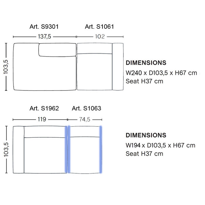 HAY Mags Soft Sofa - Arrangement modulaire - Hallingdal 200