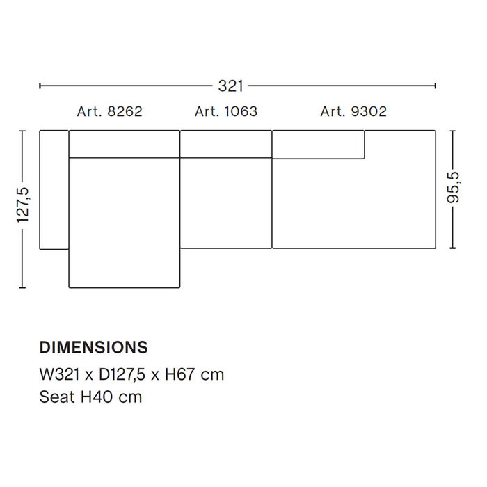 HAY Mags Sofa - 3 seater comb. 4 - Flamiber cream