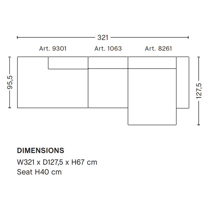 HAY Mags Sofa - 3 seater comb. 4 - Flamiber cream