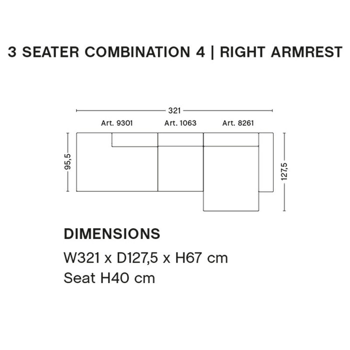 HAY Mags Sofa - 3 seater combination 4 - Bolgheri LGG60