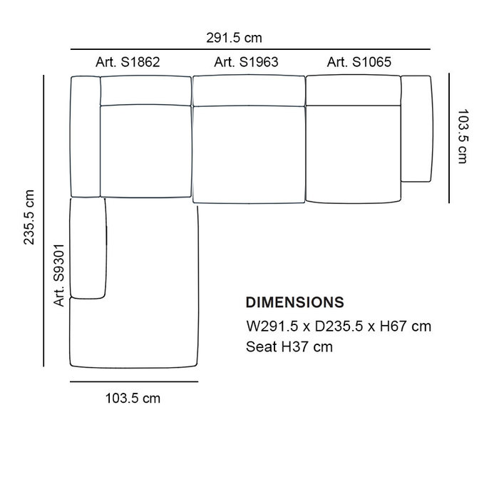 HAY Mags Soft Sofa Low armrest - Corner combination - Hallingdal 944