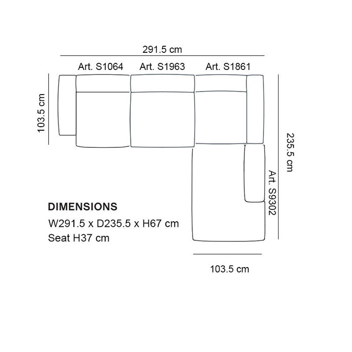 HAY Mags Soft Sofa Low armrest - Corner combination - Hallingdal 944