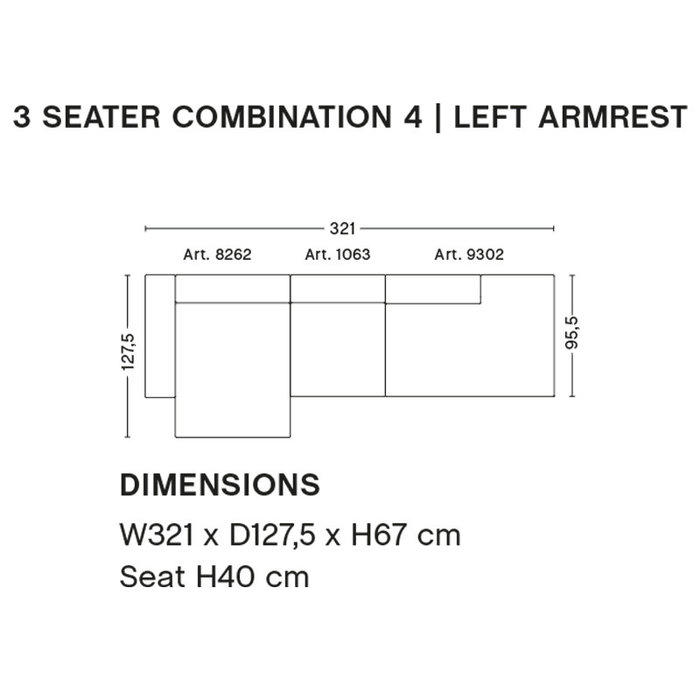 HAY Mags Sofa - 3 seater combination 4 - Fiord 171