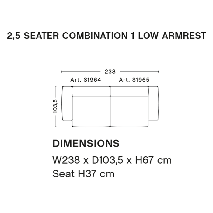 HAY Mags Soft Sofa Low armrest -  2,5 seater comb. 1  - Sense Cognac