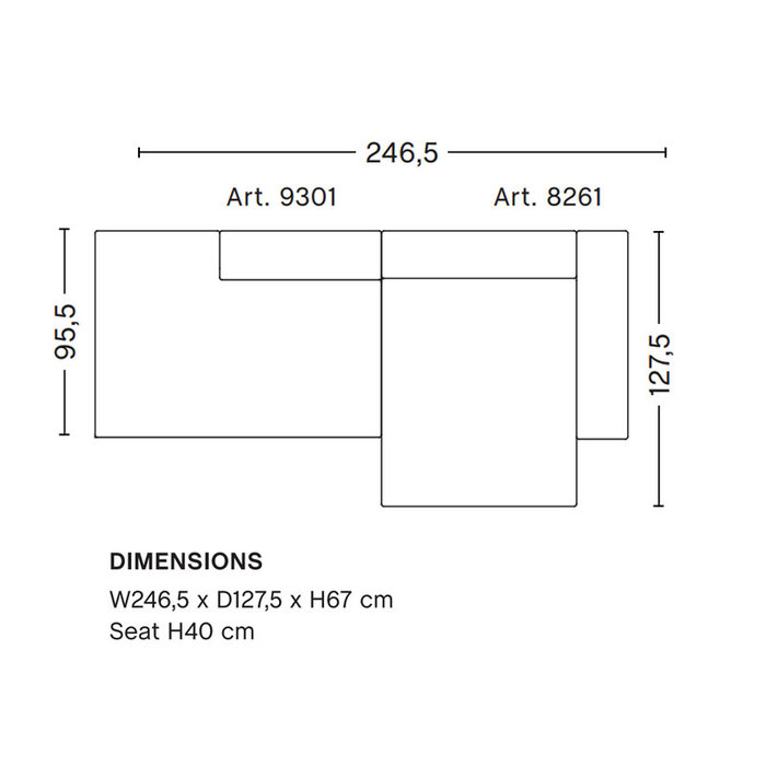 HAY Mags Sofa - 2.5 seater comb. 3 - Linara 415