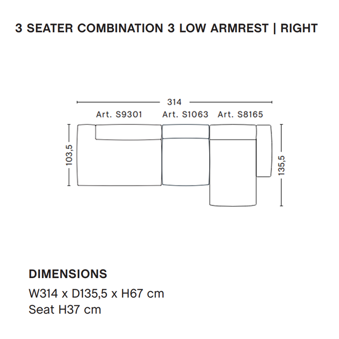 HAY Mags Soft Sofa Low armrest -  3 seater comb. 3 - linara 443