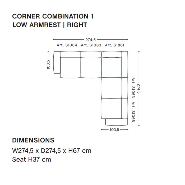 HAY Mags Soft Sofa Low armrest - Corner comb. 1 - Mode 040