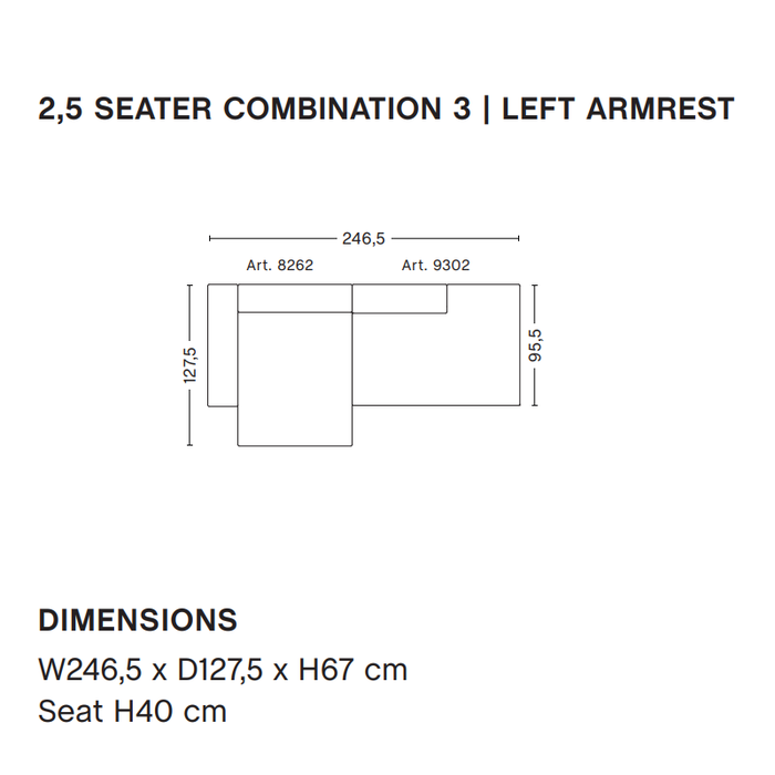 HAY Mags Sofa - 2.5 seater combination 3 -  Hallingdal 103