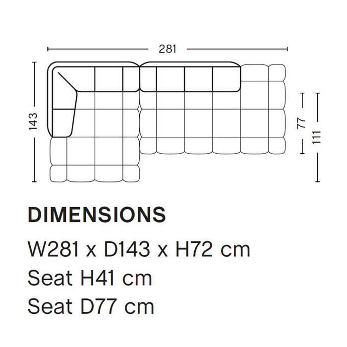 HAY Quilton Sofa - Combination 21 - Sense Black - HAY